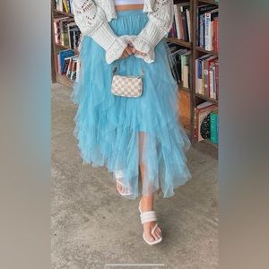 BLUE RUFFLE TULLE SKIRT